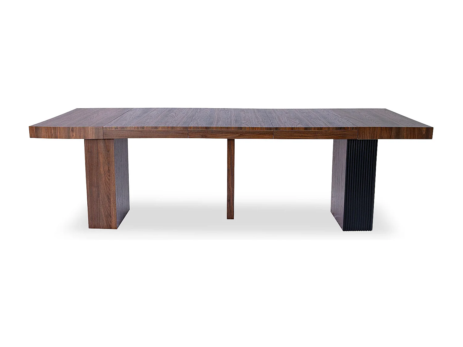 Table rectangulaire extensible Virzon 100-240cm Bois noisette et rainurage Noir