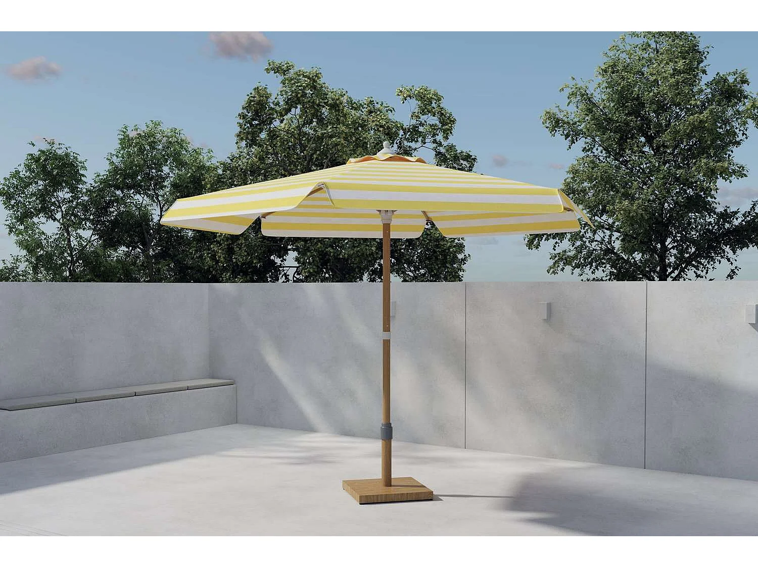Parasol à Rayures "Cerox" 270cm Jaune & Blanc