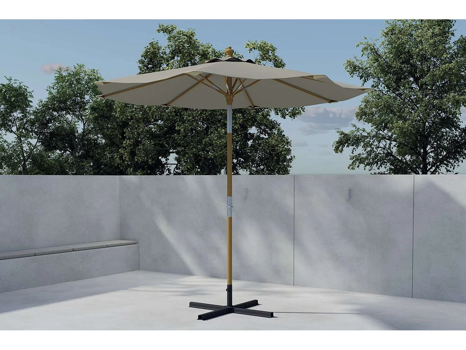 Parasol en Bambou "Cerox" 270cm Beige