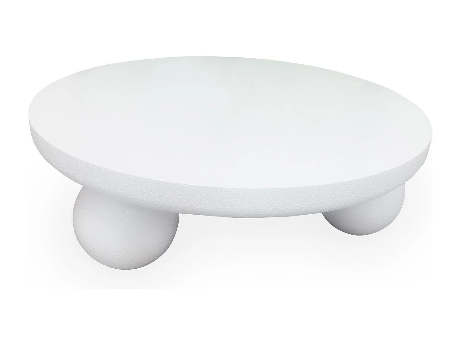 Table basse contemporaine design rond Bonnie L100cm texture minérale Blanc