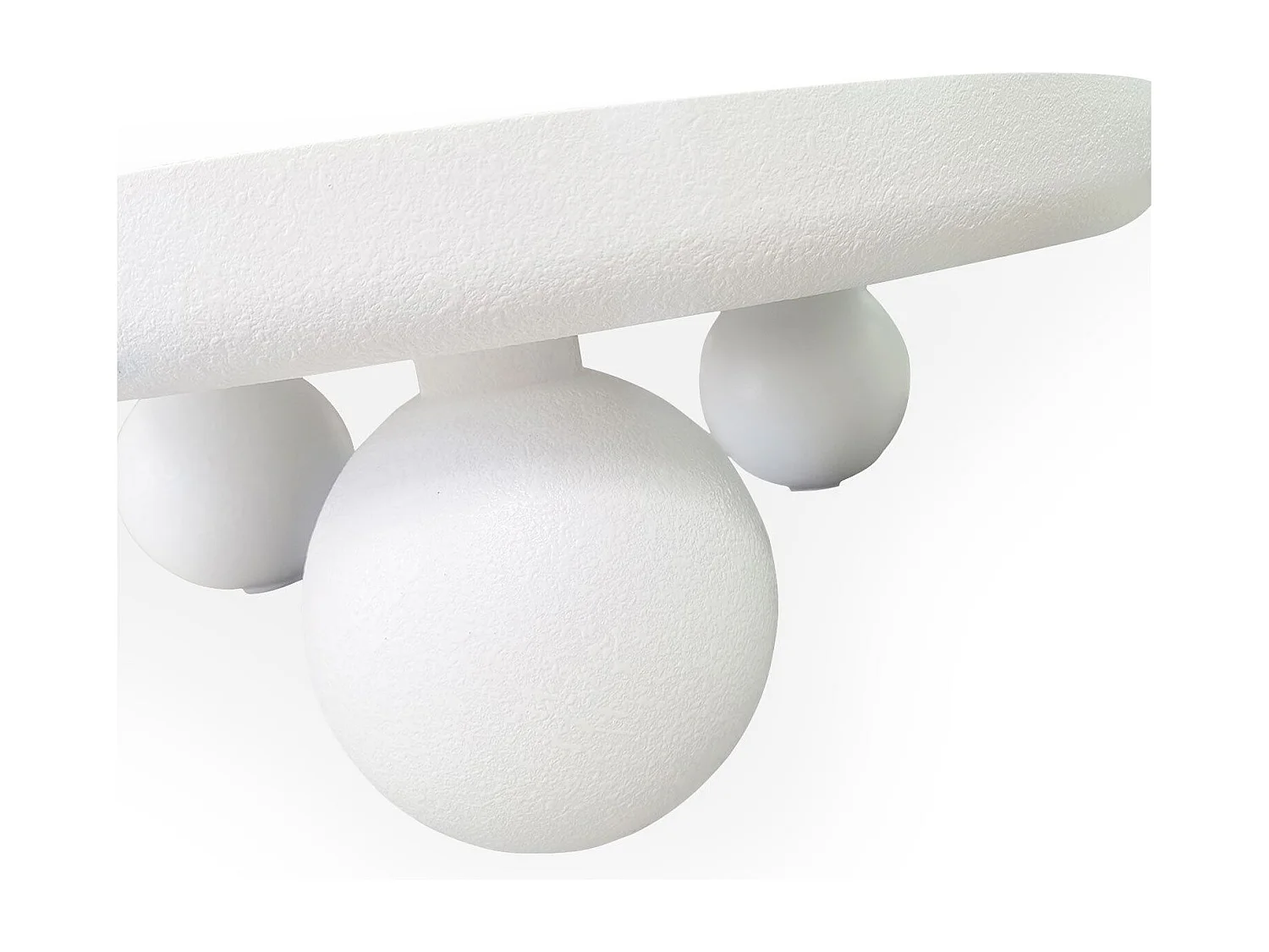 Table basse contemporaine design rond Bonnie L100cm texture minérale Blanc
