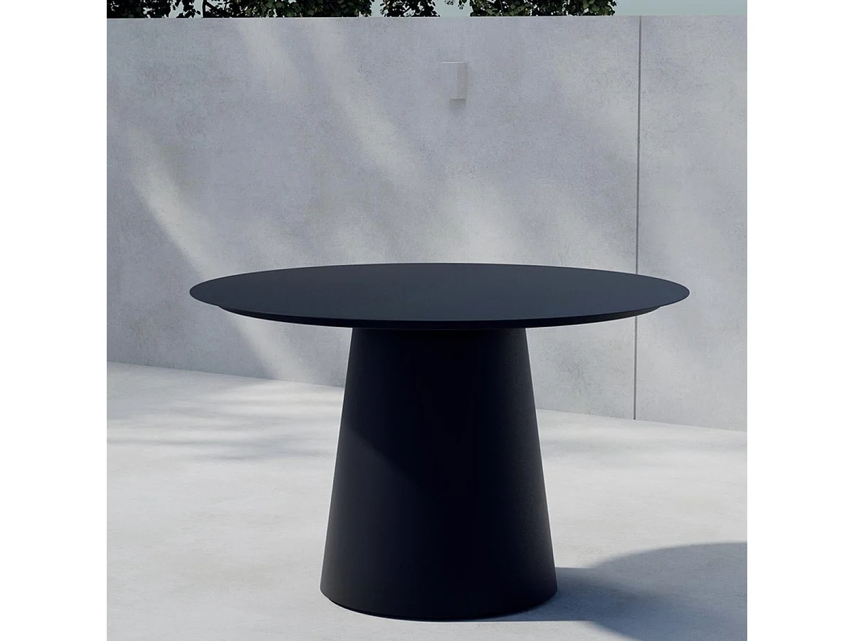 Table de Jardin Ronde "Lanzo" 120cm Noir