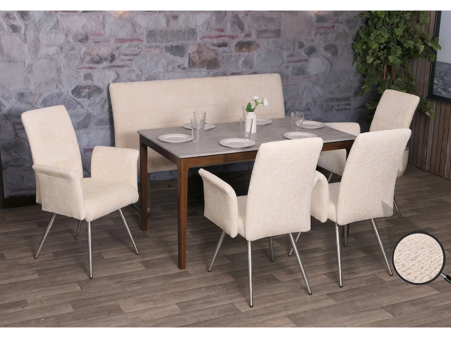 Ensemble de salle à manger MCW-G55 (5 pièces),  crème