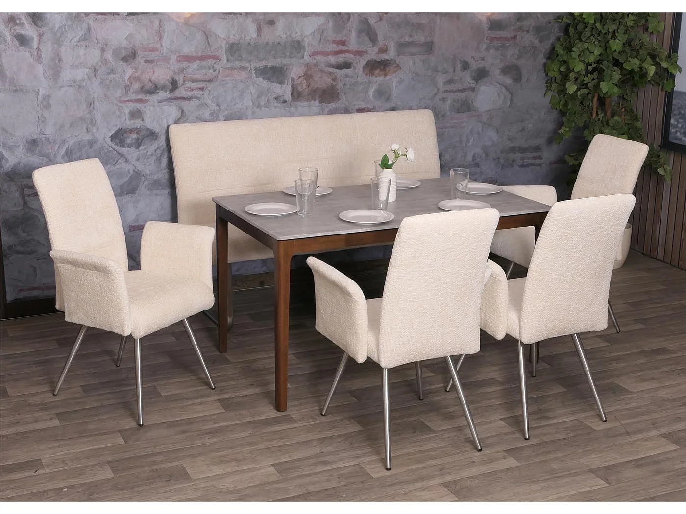 Ensemble de salle à manger MCW-G55 (5 pièces),  crème