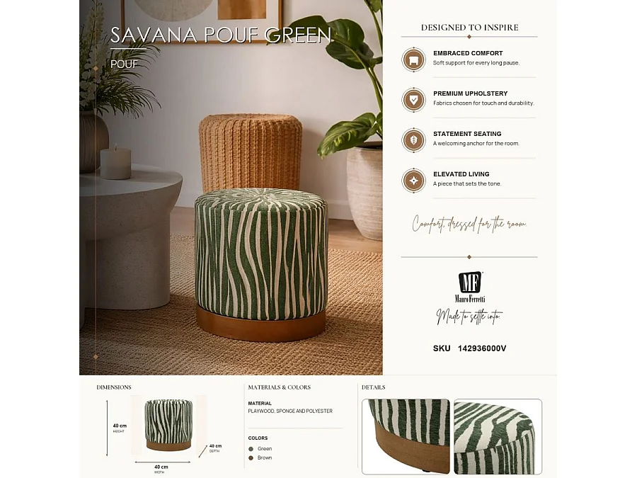 Pouf savana vert cm ø 40x40