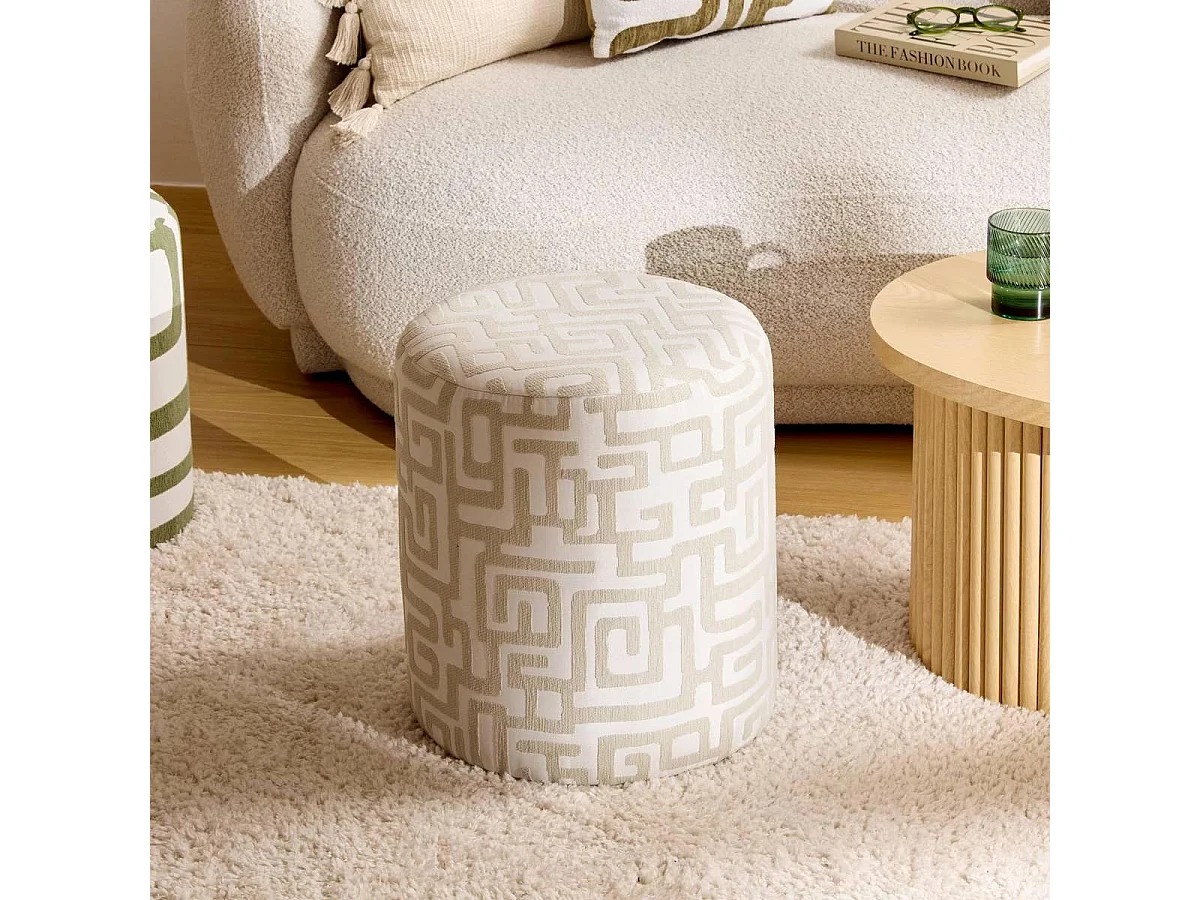 Pouf Rond Moderniste "Delor" 40cm Blanc