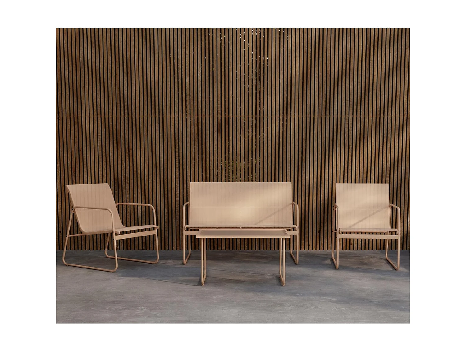 Salon de Jardin 4 Places "Scopello" 110cm Beige