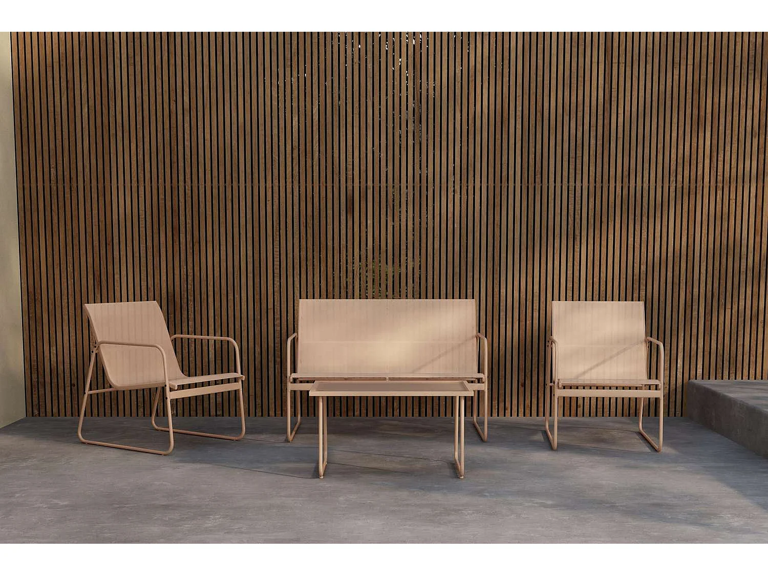 Salon de Jardin 4 Places "Scopello" 110cm Beige