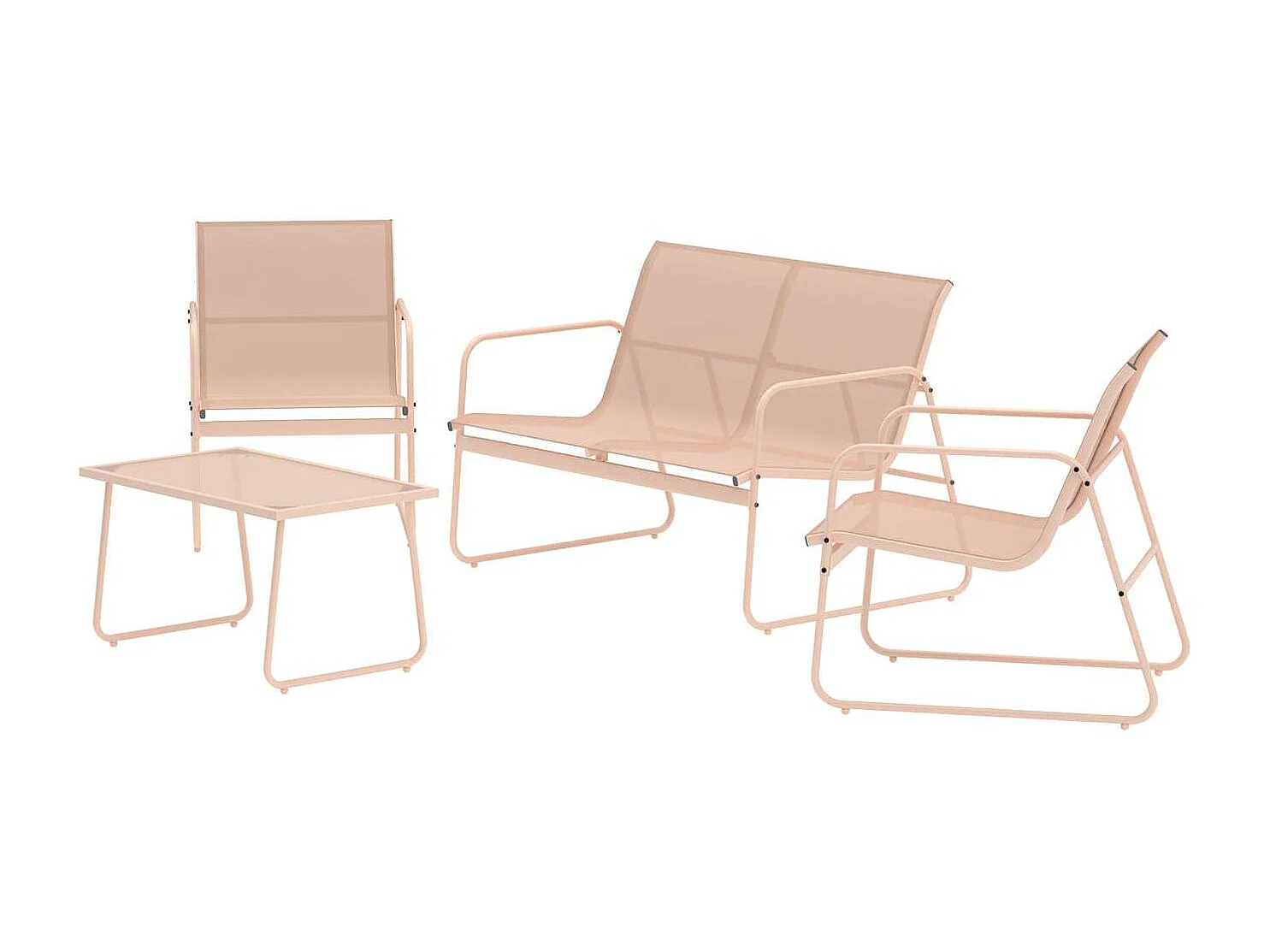 Salon de Jardin 4 Places "Scopello" 110cm Beige