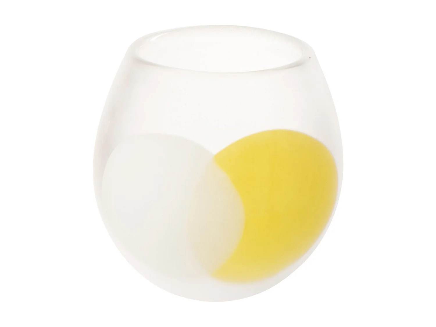 Photophore en Verre "Amos" 14cm Blanc & Jaune