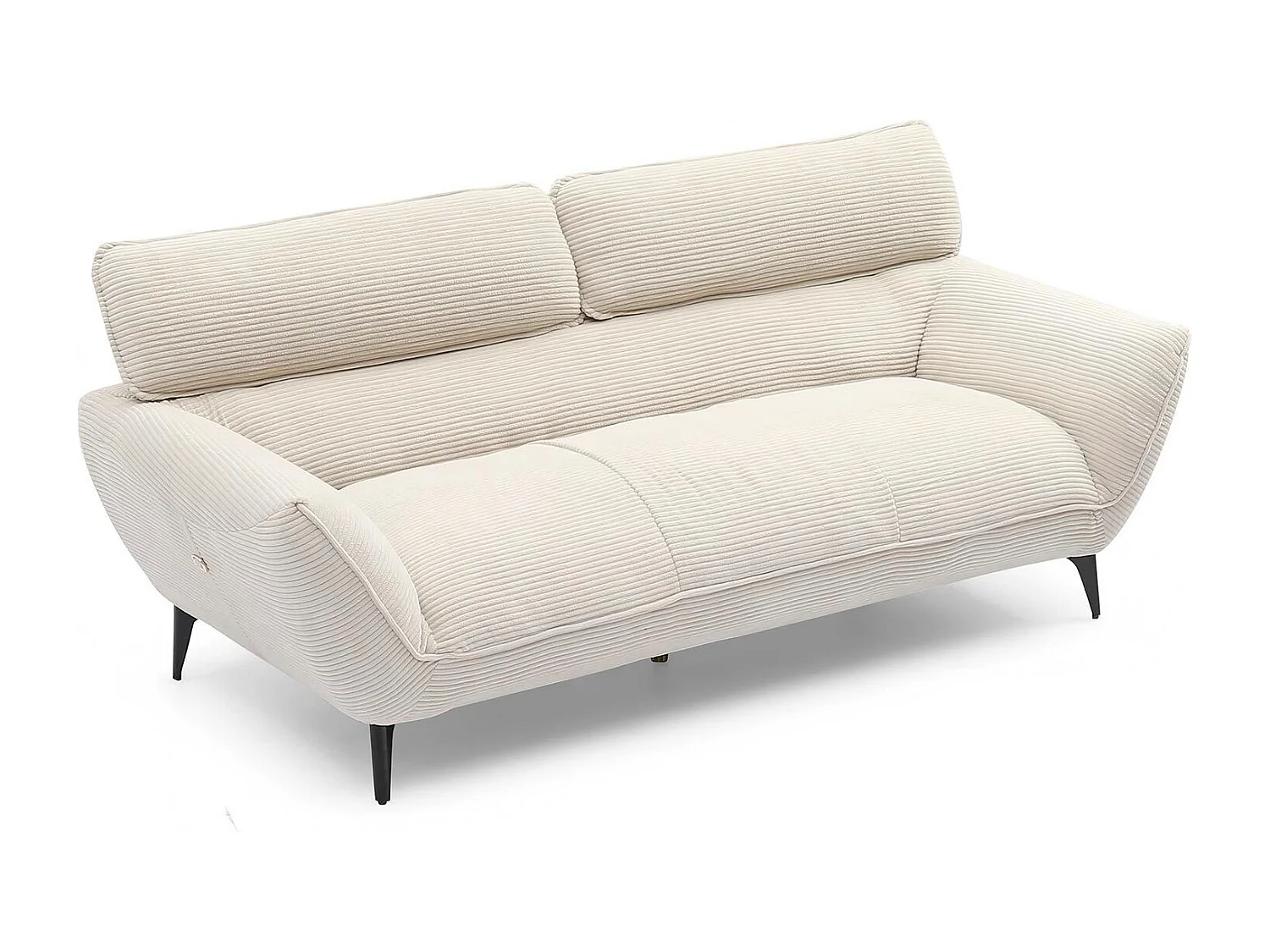 Canapé 3 places moderne avec dossier réglable Ghislain Velours côtelé Crème