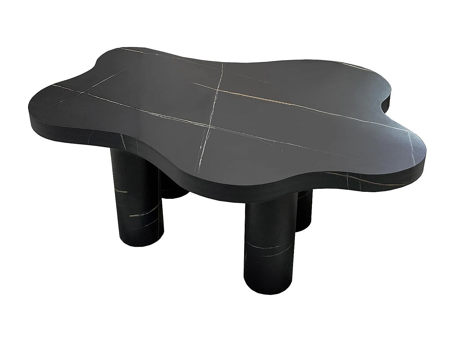 Table basse forme nuage 69x100cm Lagoon Effet Marbre Noir