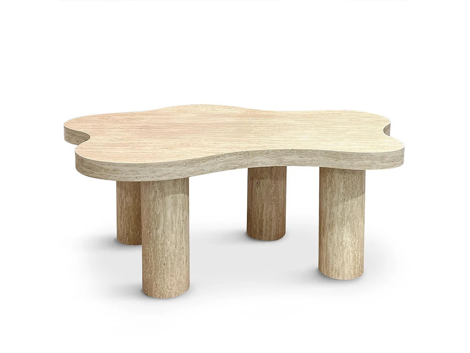 Table basse forme nuage 69x100cm Lagoon Effet Travertin Beige