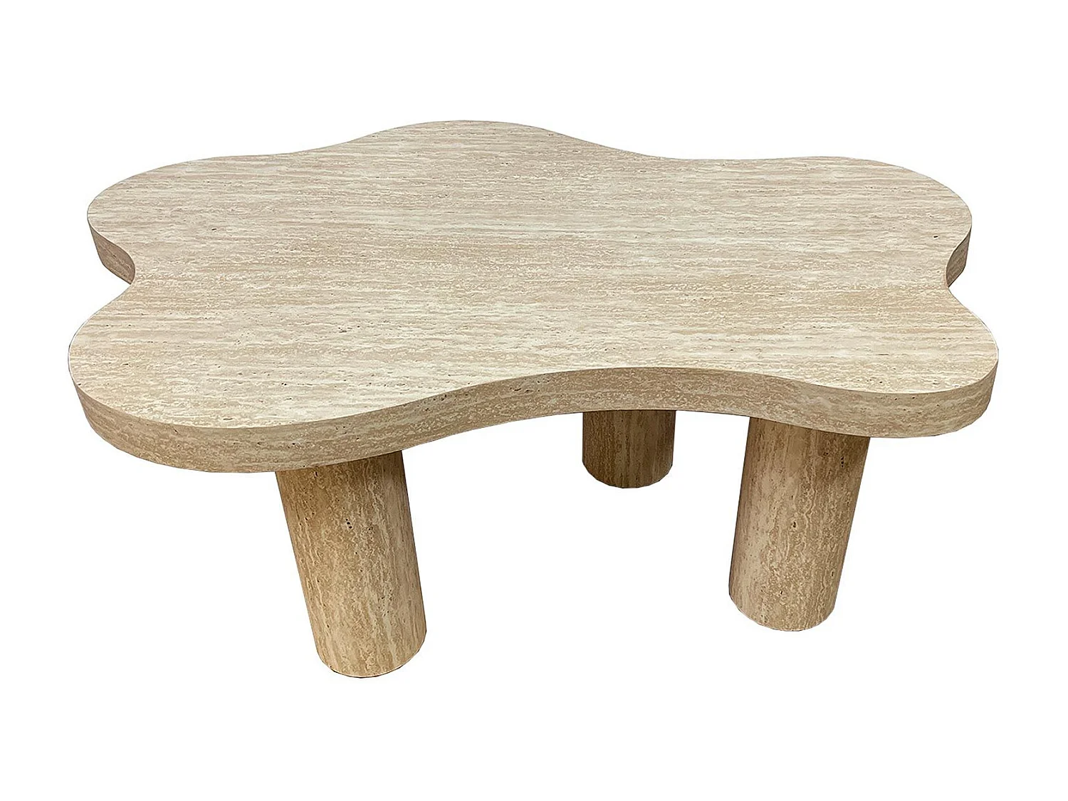 Table basse forme nuage 69x100cm Lagoon Effet Travertin Beige