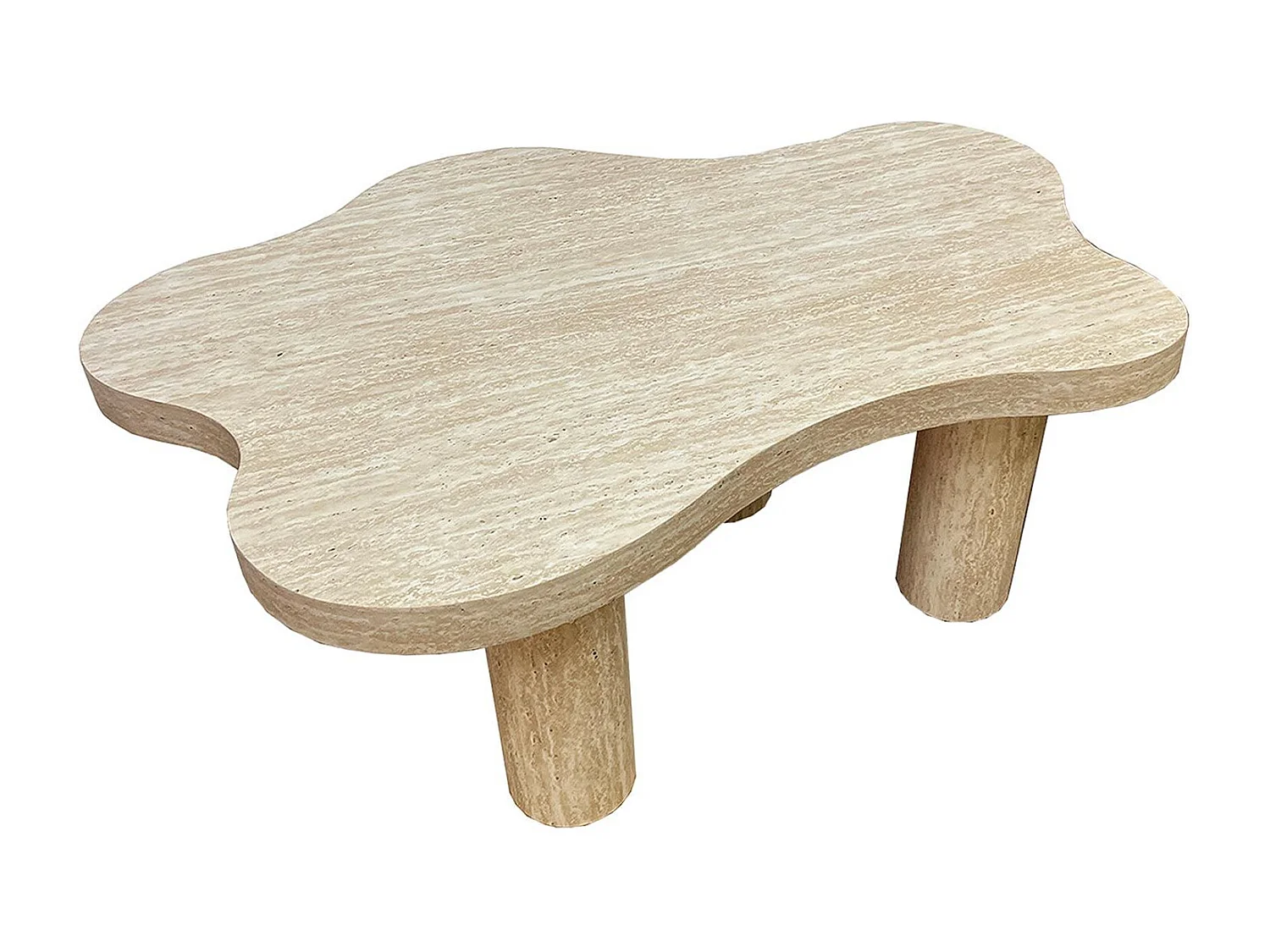 Table basse forme nuage 69x100cm Lagoon Effet Travertin Beige
