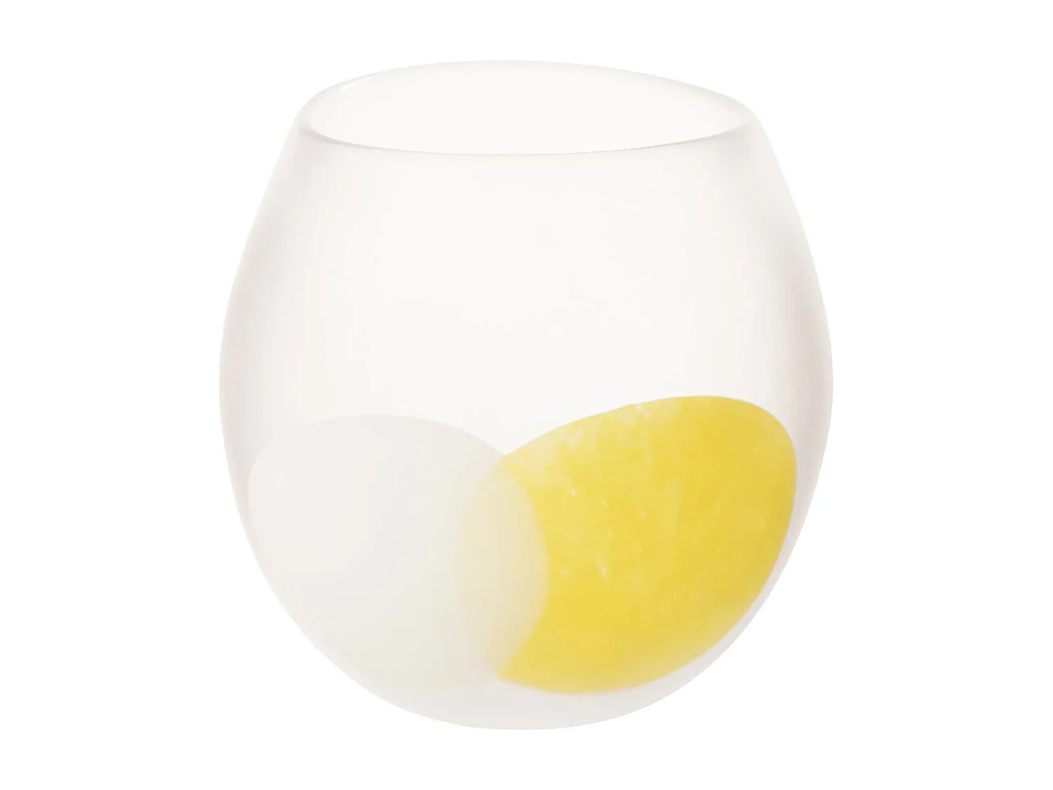 Photophore en Verre "Amos" 22cm Blanc & Jaune