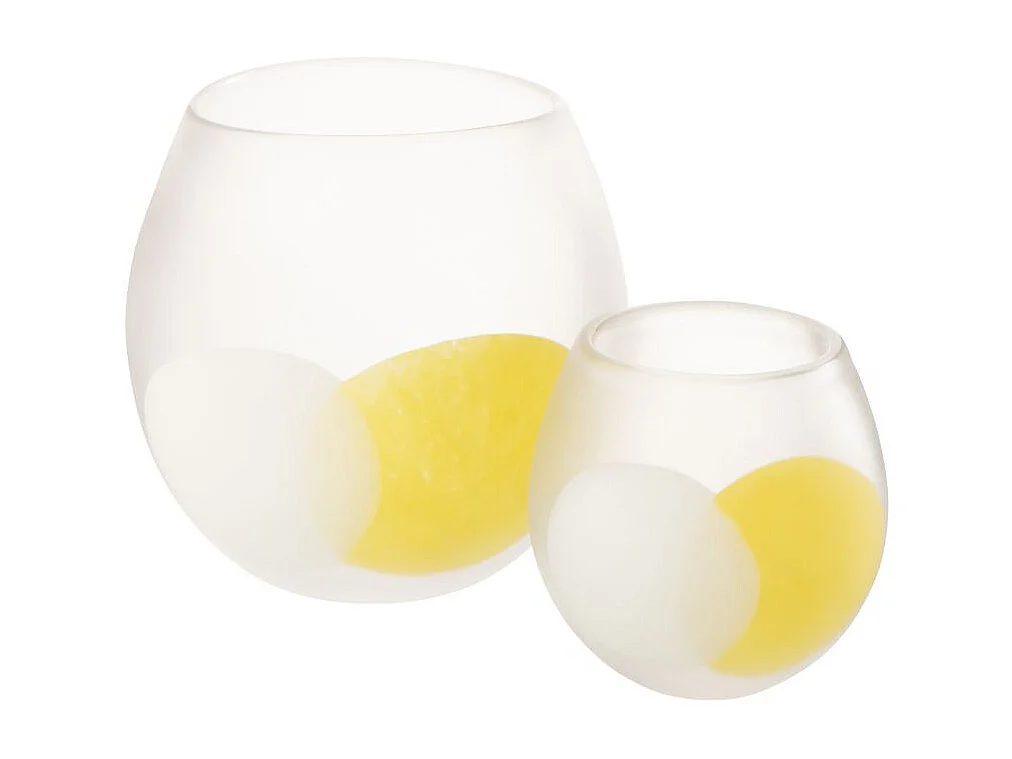 Photophore en Verre "Amos" 22cm Blanc & Jaune