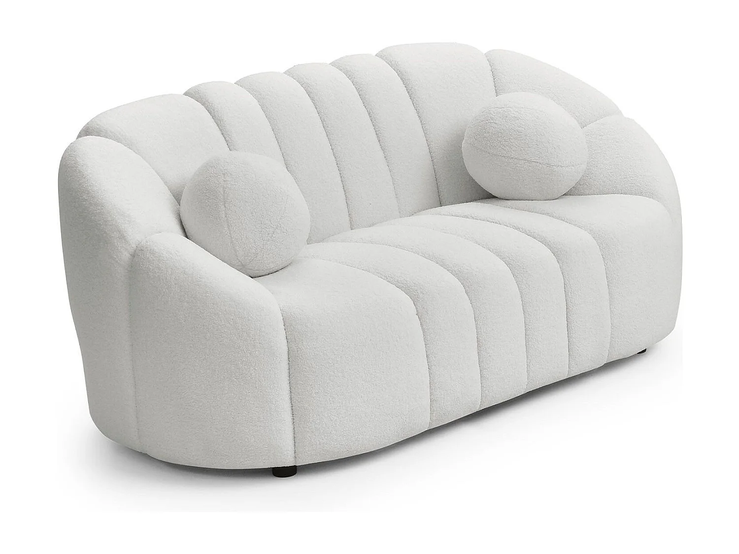 Canapé 2 places design Sidonie Tissu bouclette Blanc