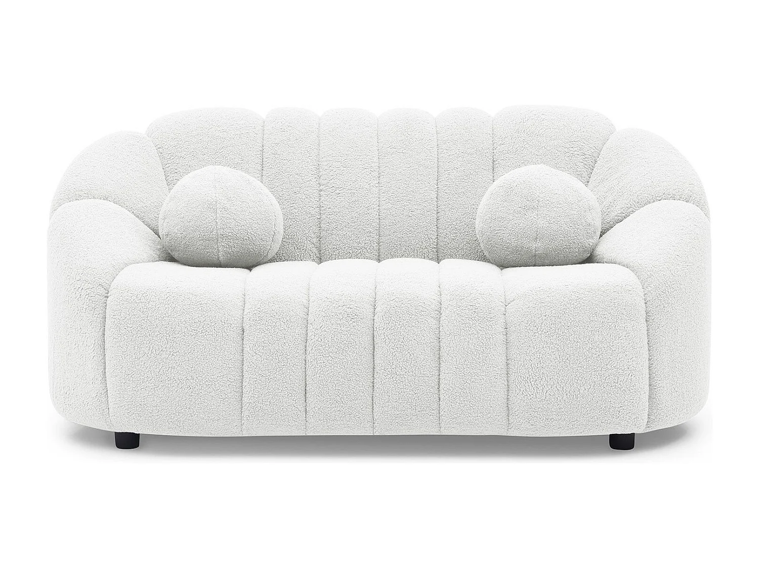 Canapé 2 places design Sidonie Tissu bouclette Blanc