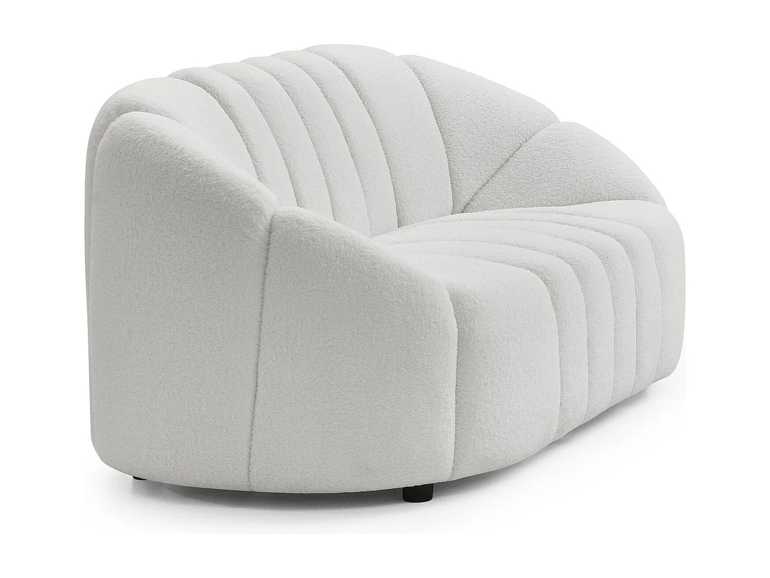 Canapé 2 places design Sidonie Tissu bouclette Blanc