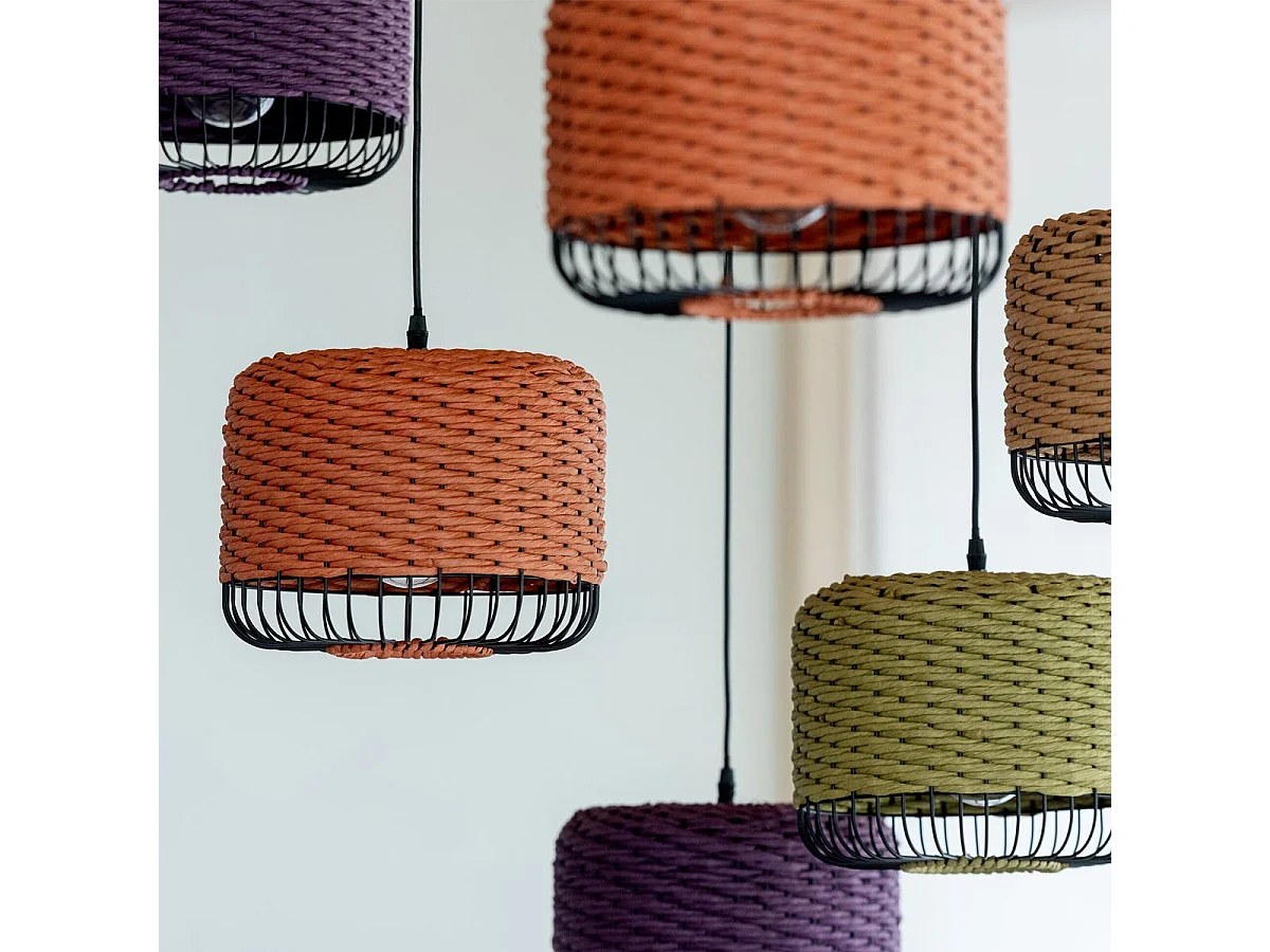 Lampe Suspension en Métal "Eldon" 27cm Orange