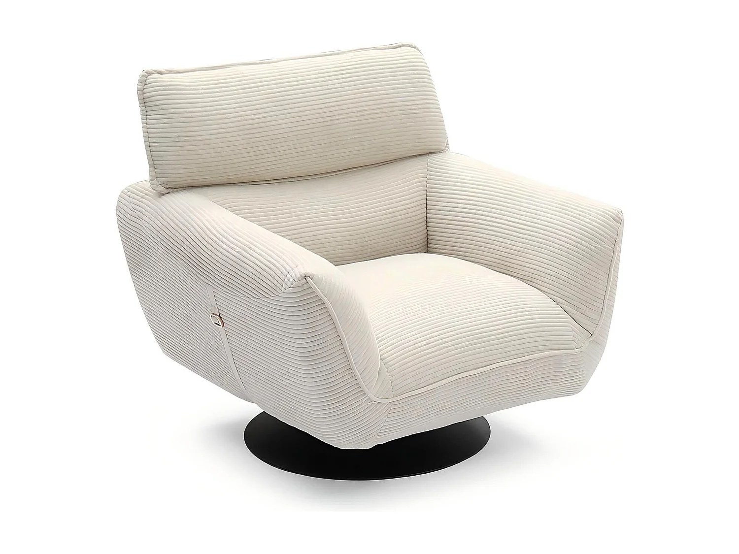 Fauteuil pivotant moderne avec dossier réglable Ghislain Velours côtelé Crème
