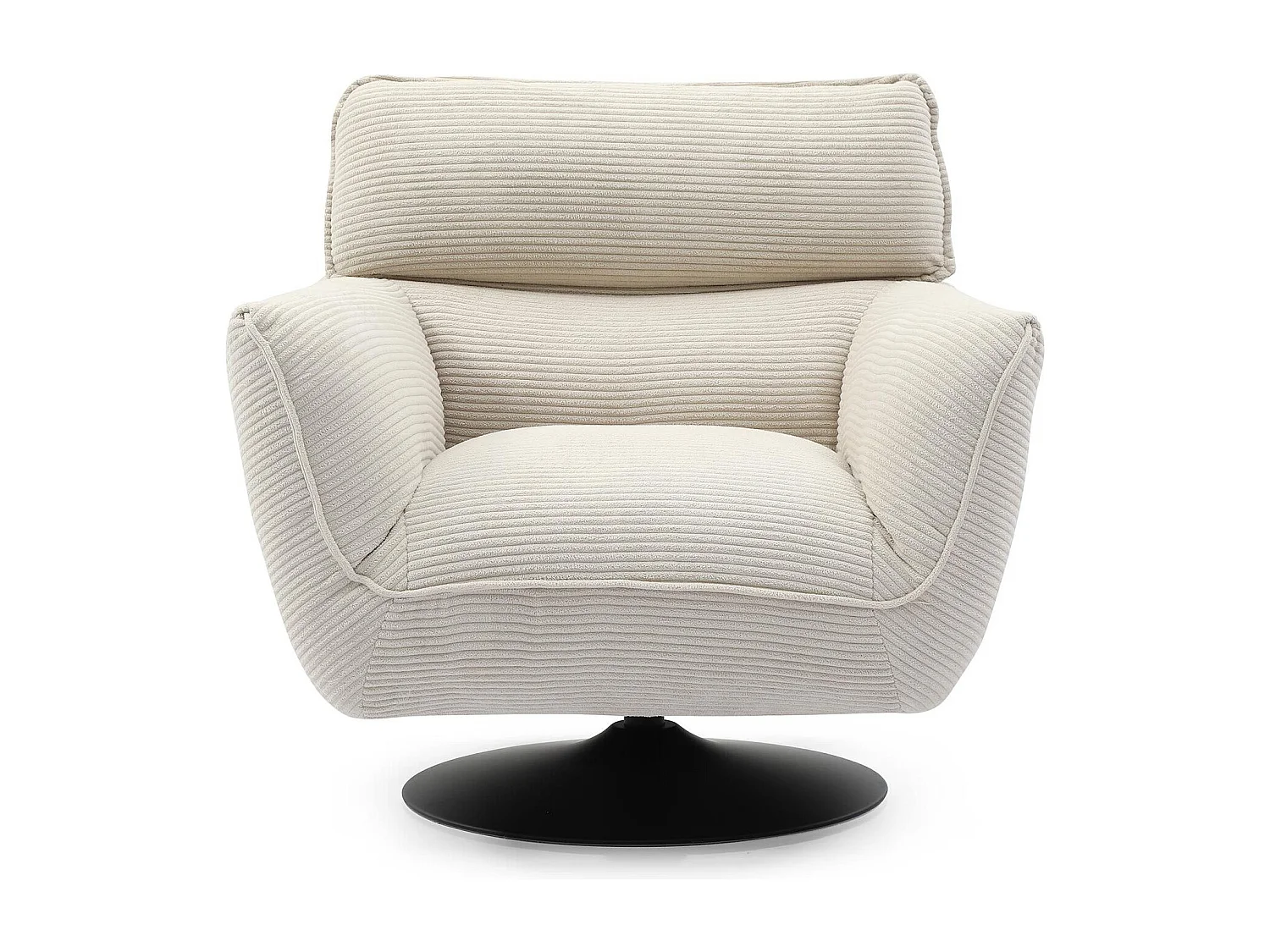 Fauteuil pivotant moderne avec dossier réglable Ghislain Velours côtelé Crème