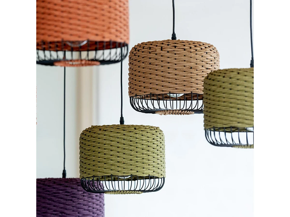 Lampe Suspension en Métal "Eldon" 27cm Naturel