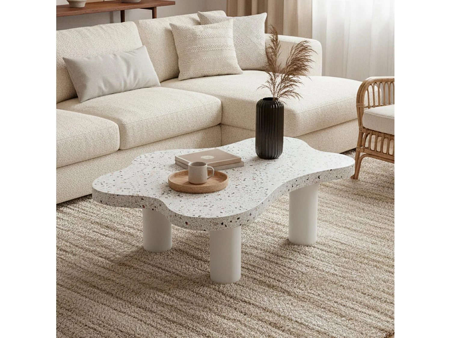 Table basse forme nuage 69x100cm Lagoon Effet Terrazzo