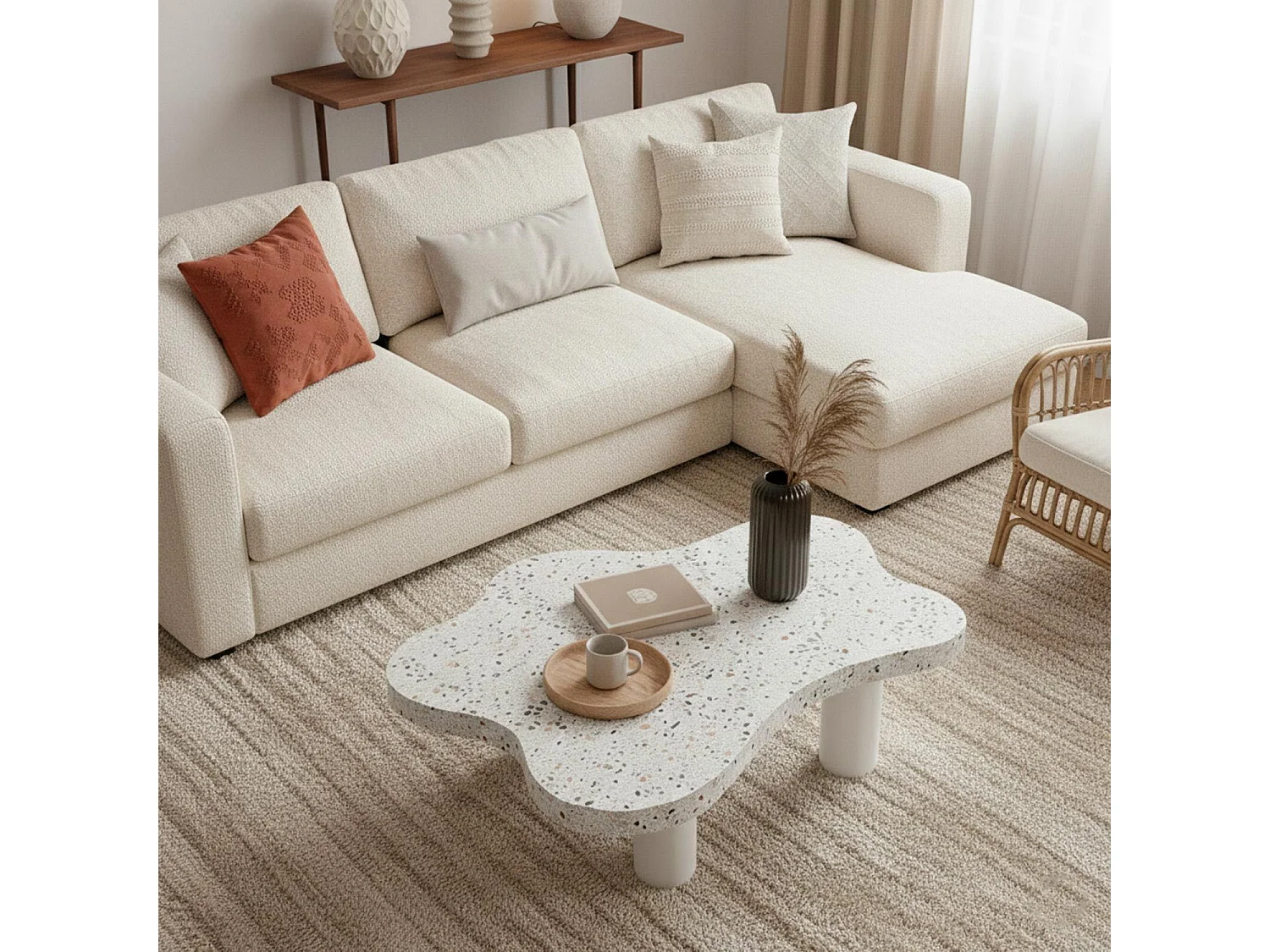 Table basse forme nuage 69x100cm Lagoon Effet Terrazzo