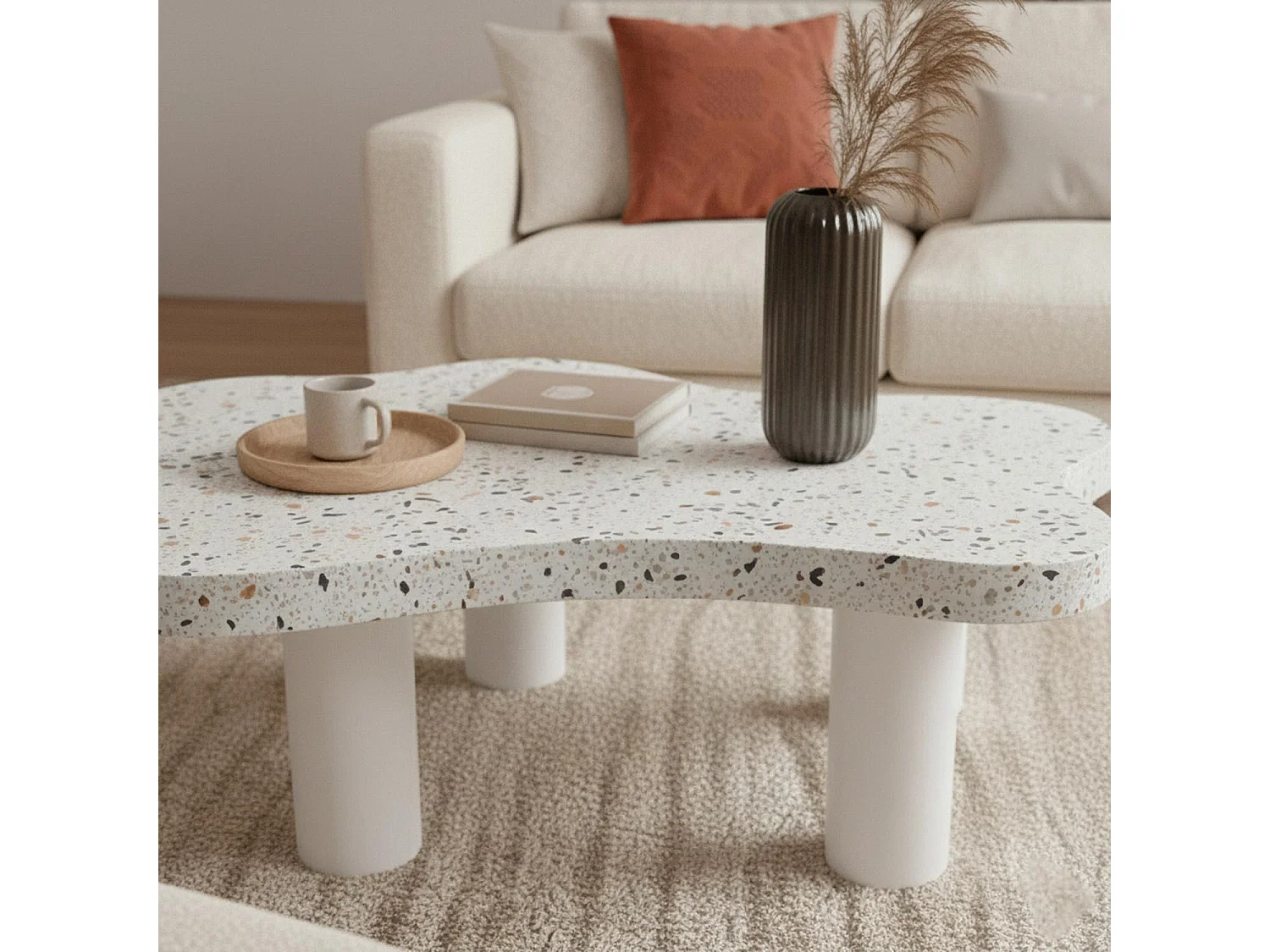 Table basse forme nuage 69x100cm Lagoon Effet Terrazzo