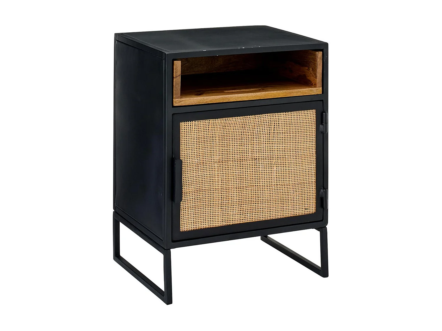 Table de Chevet Avec Porte "Rickey" 59cm Noir & Naturel
