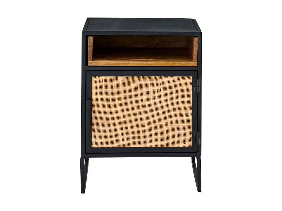 Table de Chevet Avec Porte "Rickey" 59cm Noir & Naturel