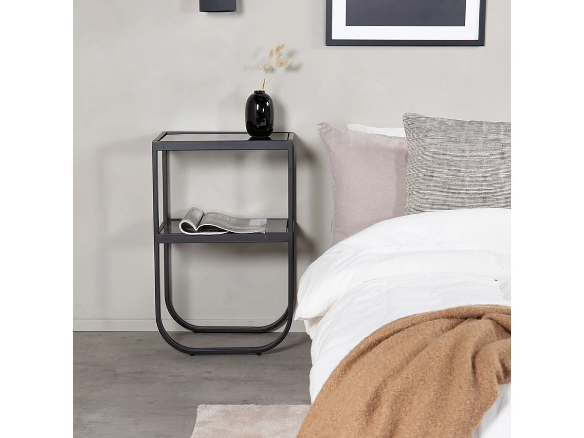Table de Chevet en Verre "Rocker" 70cm Noir