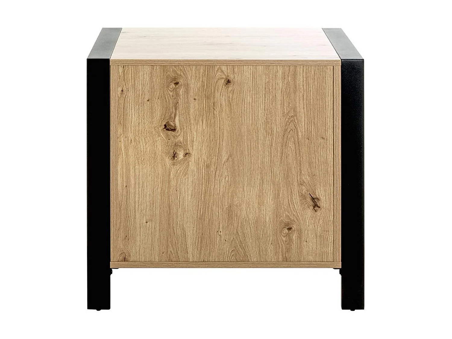 Table de Chevet 2 Tiroirs "Vicky" 60cm Naturel & Noir