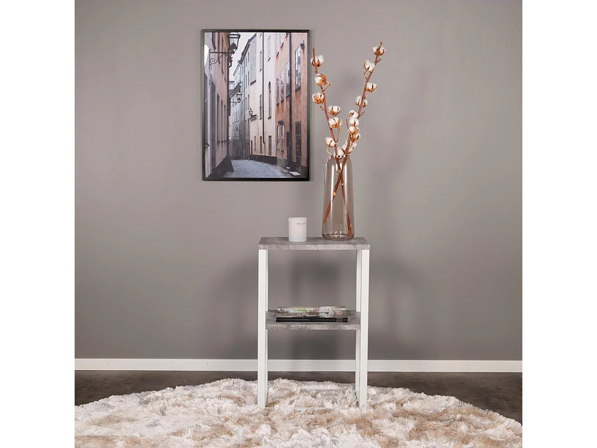 Table de Chevet Double "Rise" 68cm Gris & Blanc
