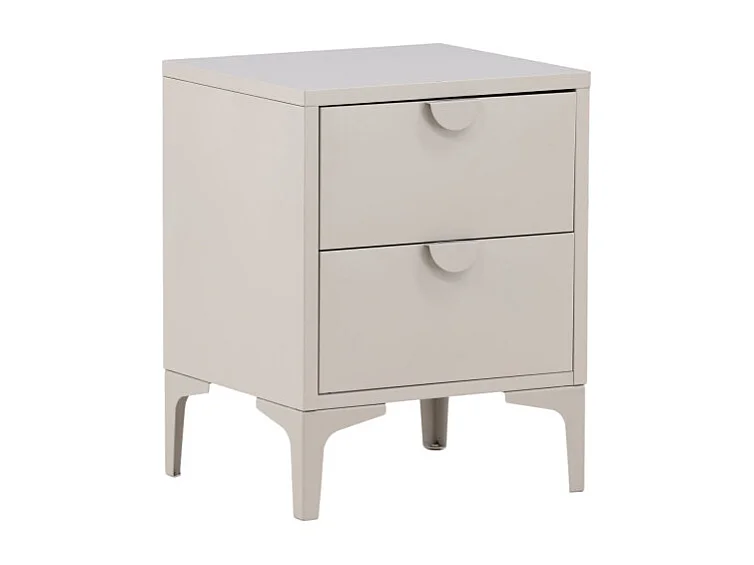 Table de Chevet 2 Tiroirs "Piring" 60cm Beige