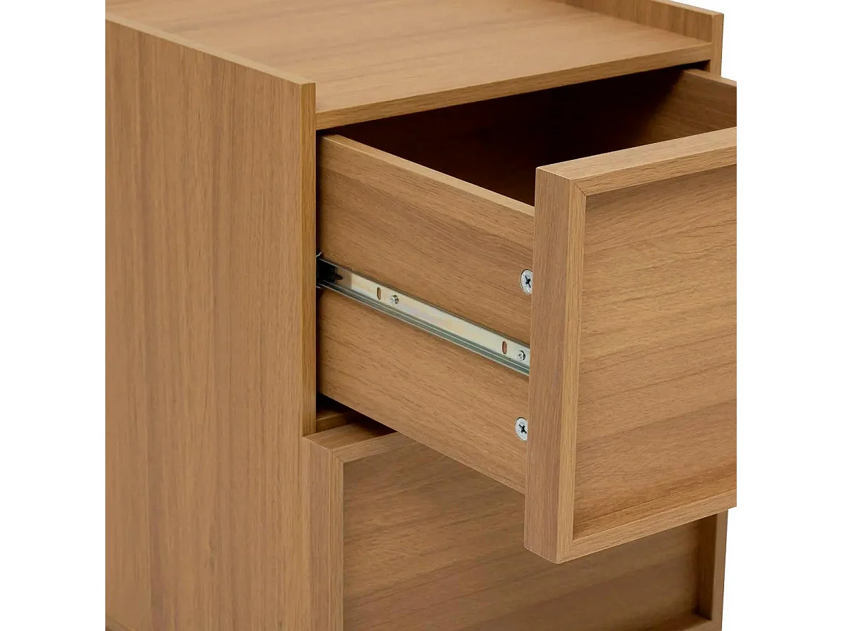 Table de Chevet 2 Tiroirs "Framy" 54cm Marron