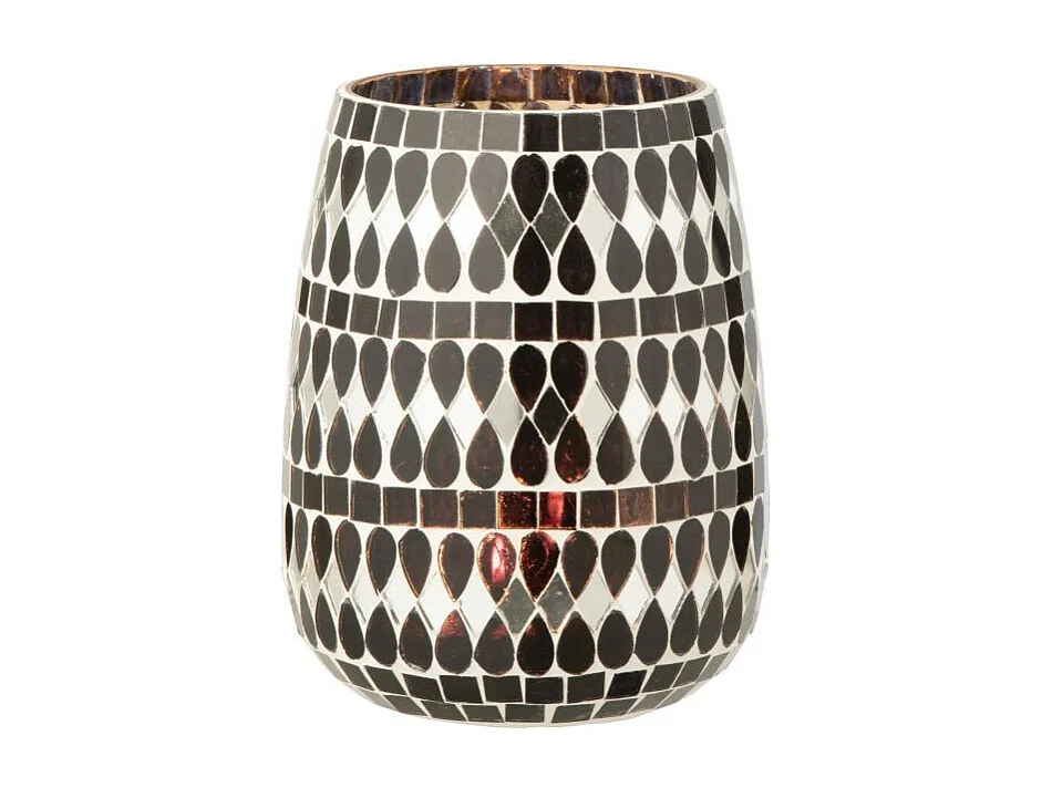 Photophore Mosaïque en Verre "Chevel" 16cm Noir