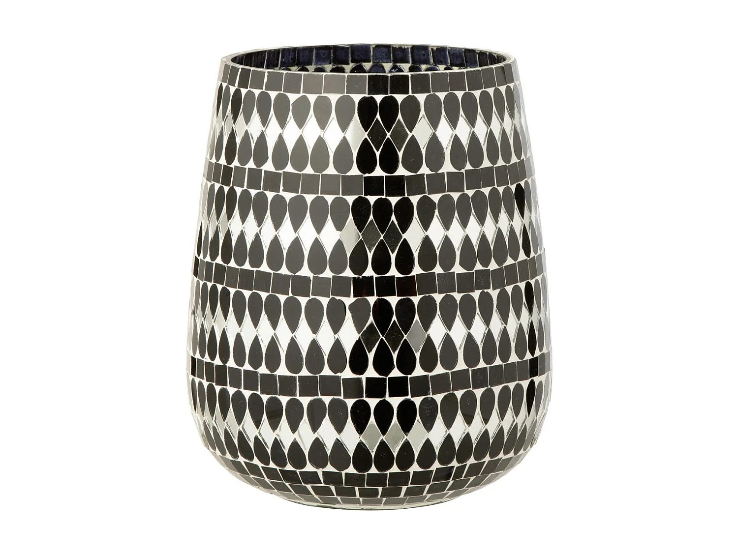 Photophore Mosaïque en Verre "Chevel" 21cm Noir