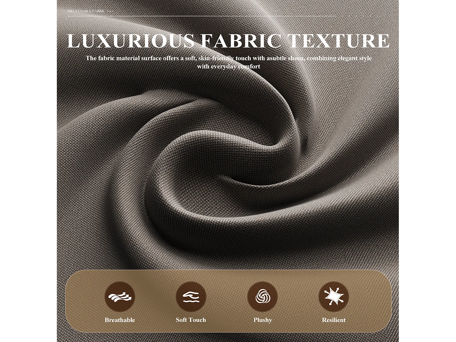 Fotel z tkaniny lnianej z rozkładanym stolikiem i boczną kieszenią, wypełnienie z pianki memory, lekki i łatwy do przenoszenia, brązowy