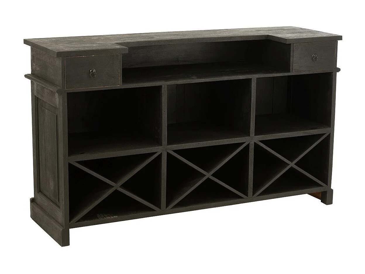 Bar 2 Tiroirs en Bois "Hollywood" 180cm Noir