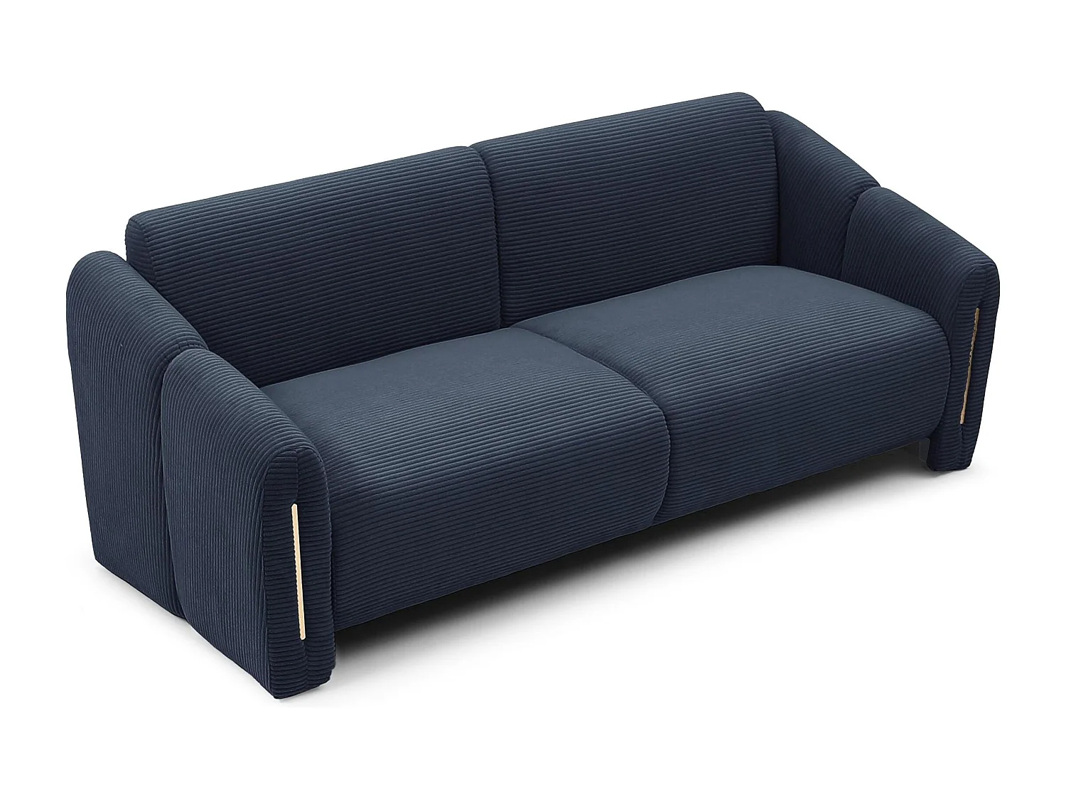 Canapé 3 places design Maximilien Métal doré et Velours côtelé Bleu foncé