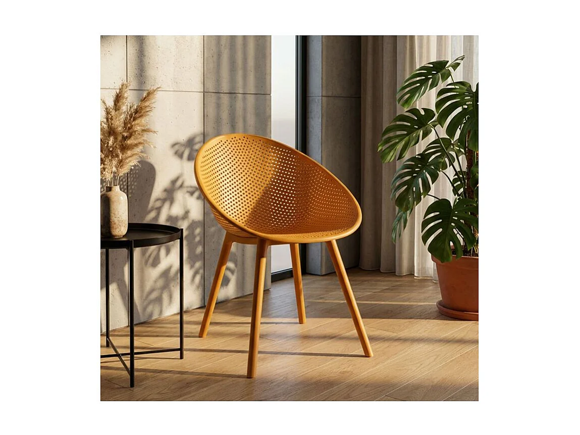 Ensemble de chaises ibiza moutarde 2 pièces 59x59x83 (hauteur d'assise cm 45)