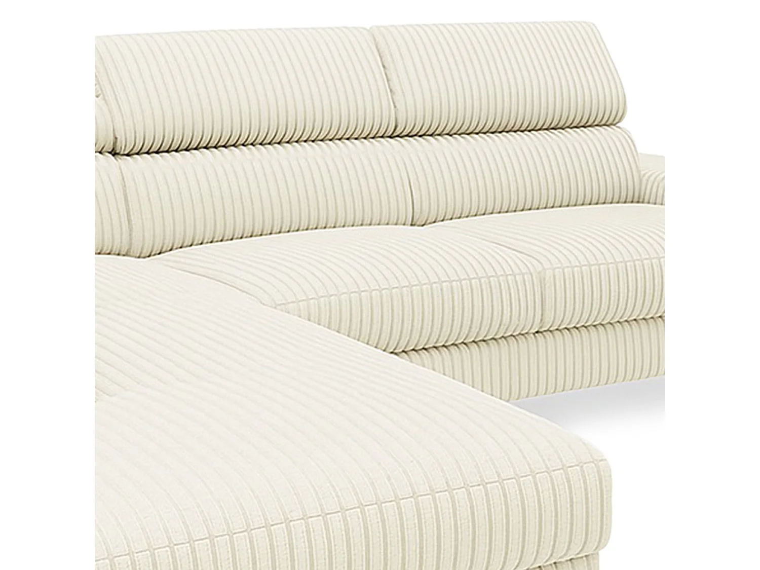 Canapé d'angle à gauche avec têtières relevables Quentin Velours côtelé Beige