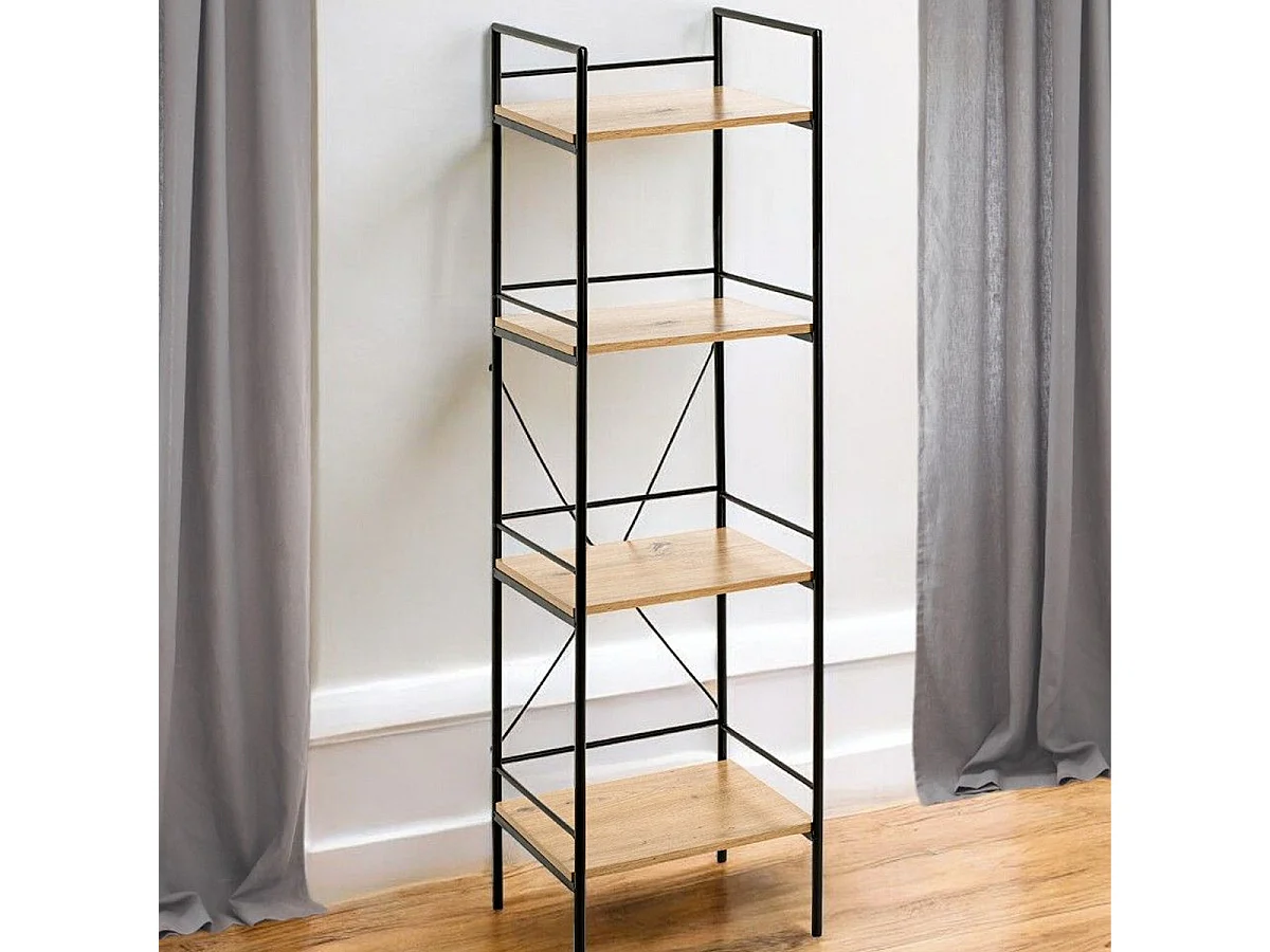 Étagère Design 4 Niveaux "Edgar" 130cm Naturel & Noir