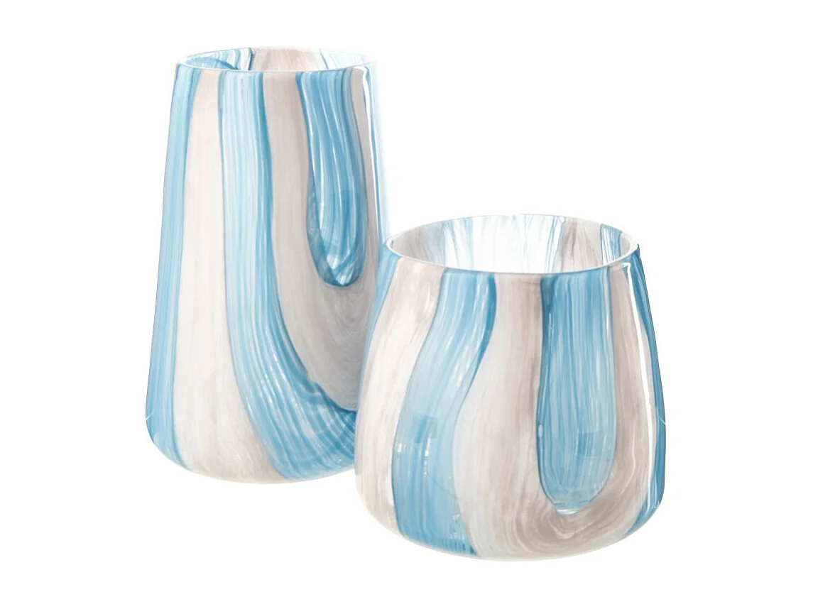 Photophore Design en Verre "Quinton" 30cm Bleu