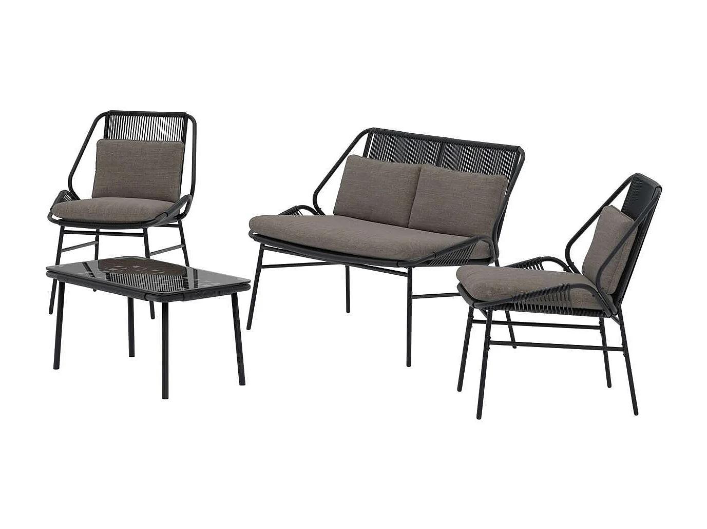 Salon de Jardin 4 Places "Zakynthos" 118cm Noir