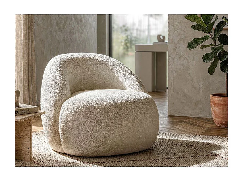 Fauteuil Ginevra blanc bouclé design scandinave