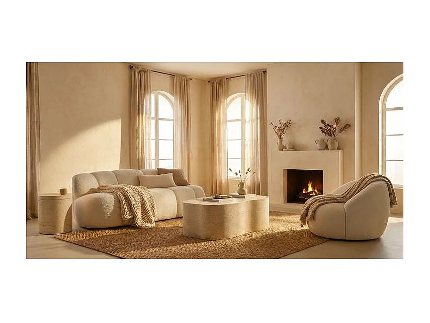 Fauteuil Ginevra blanc bouclé design scandinave